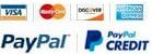 Visa, MasterCard, Discover, American Express, PayPal, and PayPal Credit