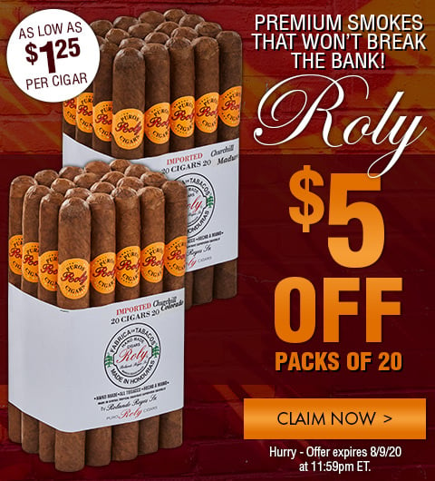 Premium Smokes That Won't Break The Bank!  $5 Off Roly Packs of 20
