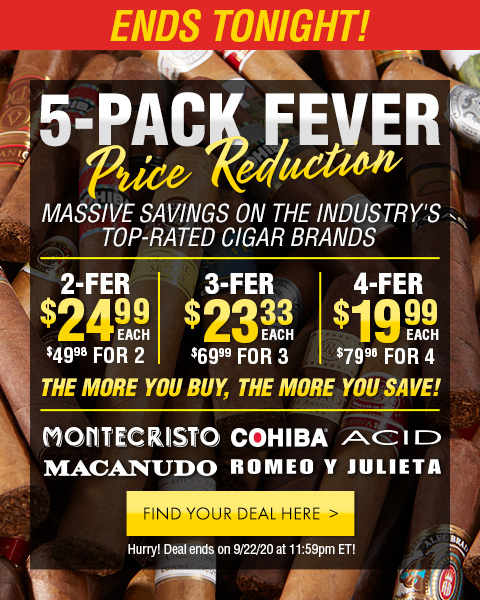 ENDS TONIGHT! MASSIVE savings on the industry's top-rated cigar brands 