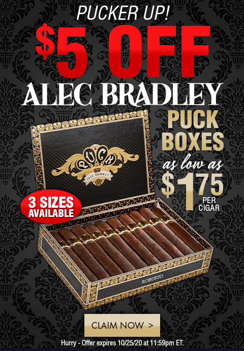 $5 Off Alec Bradley Puck Boxes - Plus Free $10 TC Cash