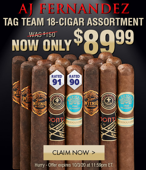 SAMPLER SATURDAY: AJ Fernandez Tag Team 18- Cigar Assortment NOW: $89.99