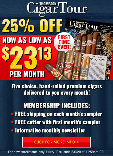 1st Time Ever - 25% Off Thompson's Cigar Tour!