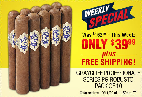 LAST CALL: WEEKLY SPECIAL l  Graycliff Profesionale Series PG Robusto Pack of 10 - NOW: $39.99