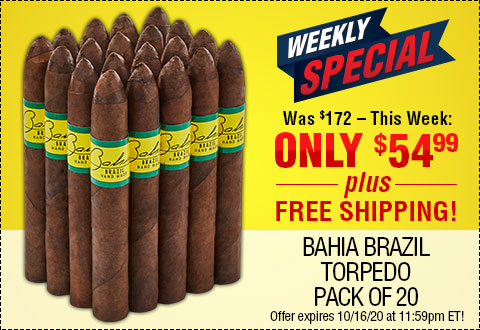 LAST CALL: WEEKLY SPECIAL l  Bahia Brazil Torpedo Pack of 20 - NOW: $54.99