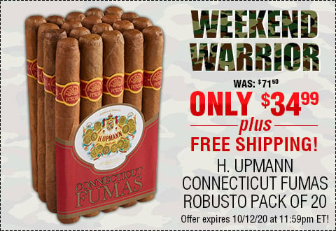 Weekend Warrior: H. Upmann Connecticut Fumas Robusto Pack of 20 - NOW: $34.99