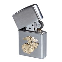 Zippo Marines Emblem Brushed Chrome Lighter 