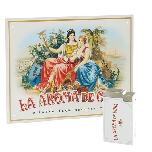 La Aroma De Cuba Sign & Lighter  Cigar Accessory Sampler