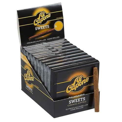 Al Capone Sweets Natural Mini Cigarillo Cognac 50 Or 100 Count (Cigarillos) (3.5"x20) PACK (100)