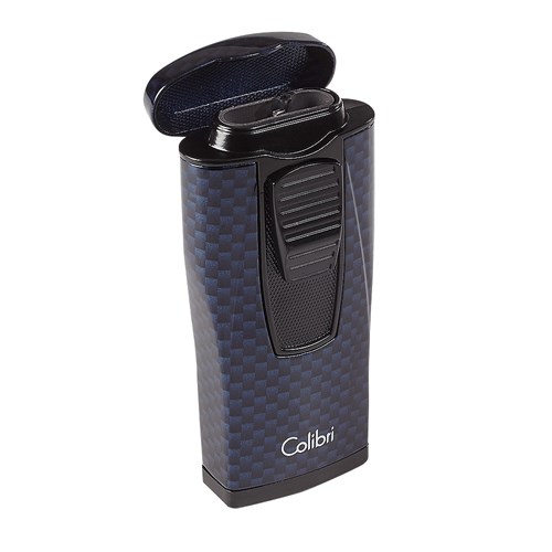 Colibri Monaco Carbon Fiber Blue Triple Torch Lighter 