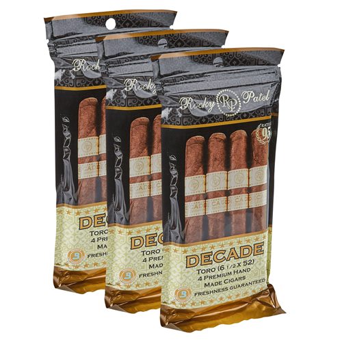 Rocky Patel Decade 4 Cigar Foil Packs Sumatra Toro 3 Fer (6.5"x52) PACK (12)