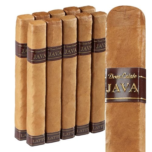 Java By Drew Estate Latte Short Robusto Connecticut Infused 10 Pack (5.5"x50) Pack of 10