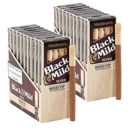Black & Mild Wine Wood Tip Cigarillo Natural 2-Fer (Cigarillos) (5.0"x30) PACK (100)