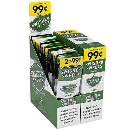 Swisher Sweets Green Natural Sweet (Cigarillos) (4.8"x28) PACK 60
