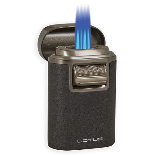 Lotus Brawn Table Lighter  Black Crackle/Gun Metal