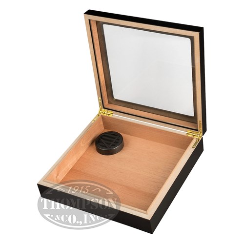 Moderne 20 Ct Black Humidor With Glass Top