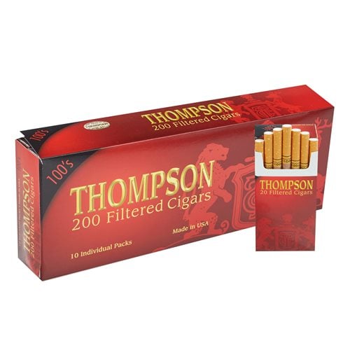 Thompson Filtered Cigars Hard Pack Natural Filtered Vanilla (Cigarillos) (3.5"x18) BOX 200