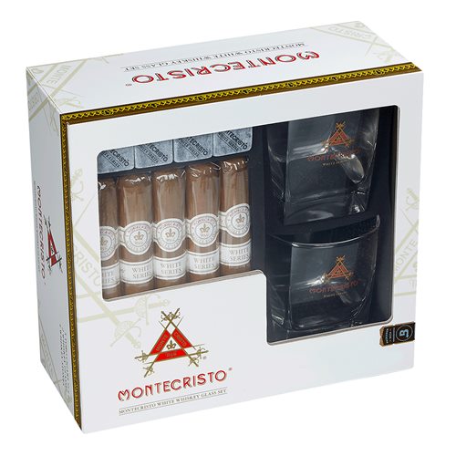 Montecristo White Whiskey Glass Set Cigars